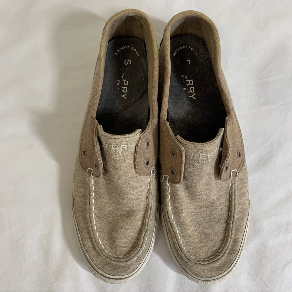 SPERRY TOPSIDERS taupe STS97573 flats Boat Shoes canvas and cotton Women’s 8.5 - Picture 9 of 16